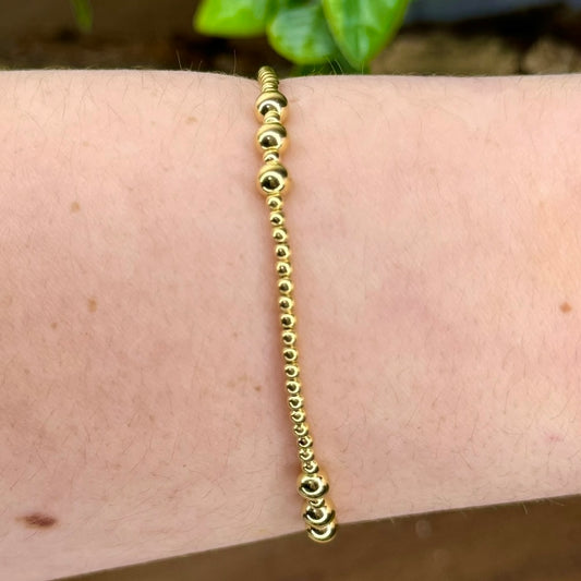 14K Yellow Gold Filled FOREVER Bead Bracelet 3mm and 3 in a row 5mm NOT cheap gold plated