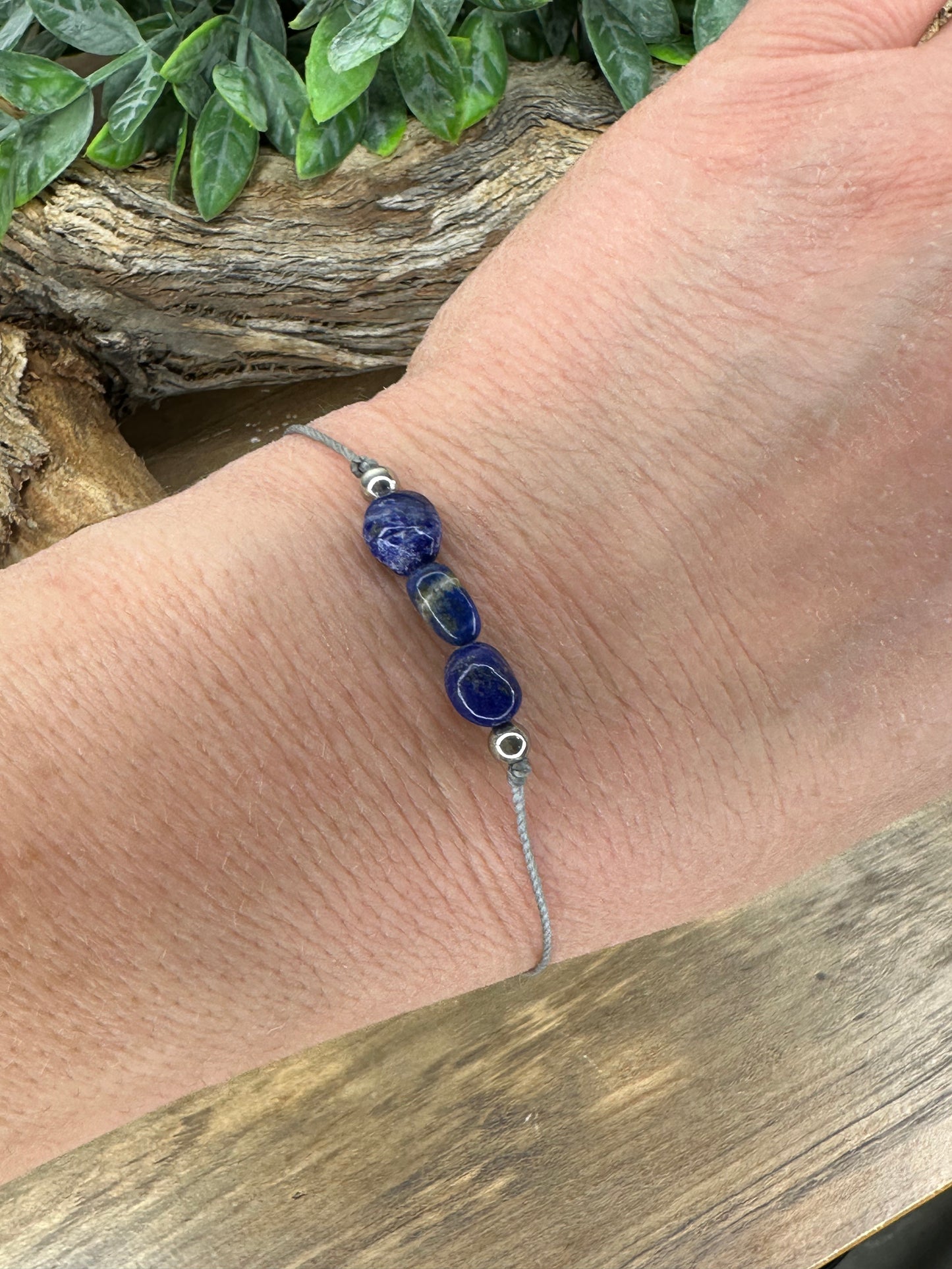 Blue Lapis Lazuli Slider Bracelet natural rough polished gemstone Crystals Sapphire alternative September birthstone one size fits all