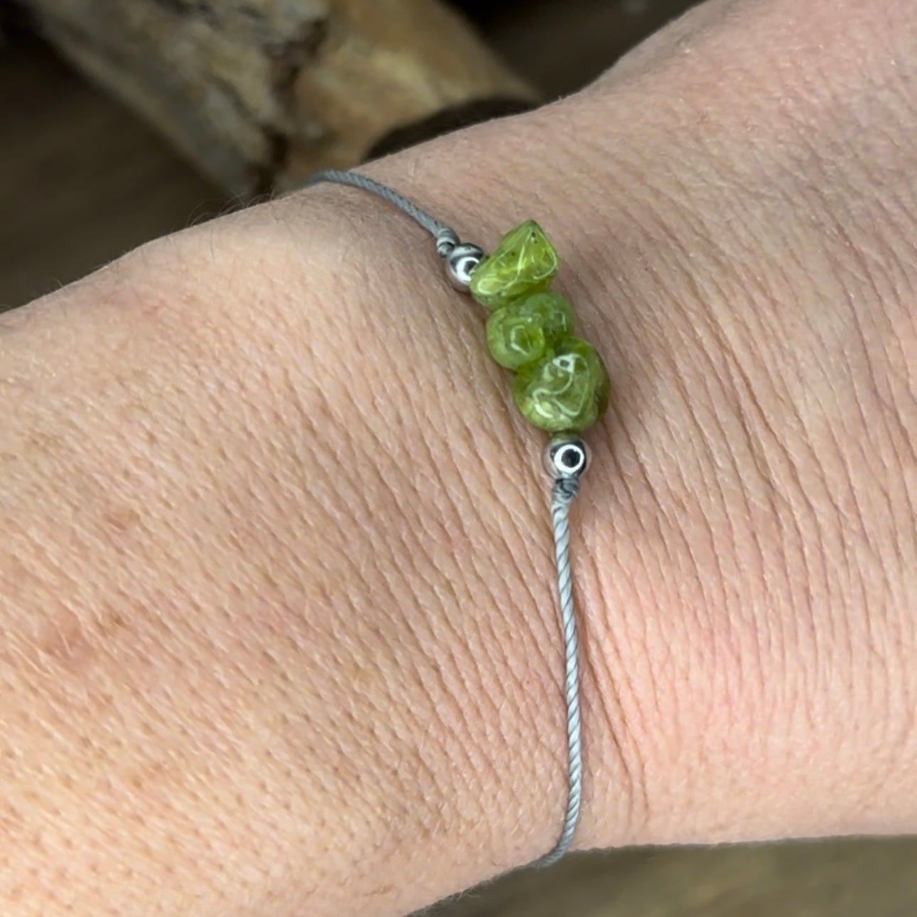 Peridot Slider Bracelet natural rough polished gemstone yellow green Crystals August birthstone one size fits all