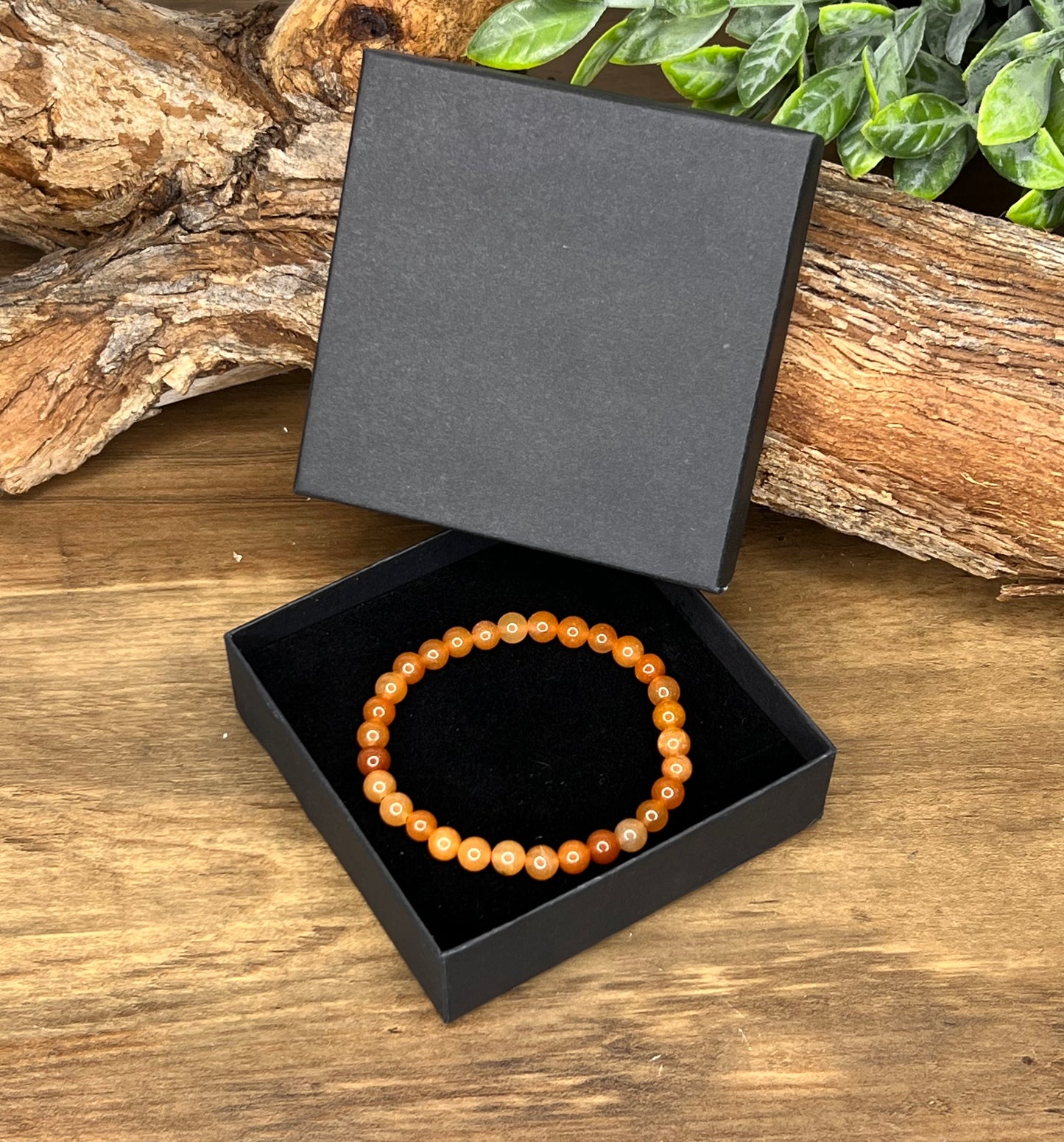 Orange aventurine 6mm bead bracelet natural gemstone crystal