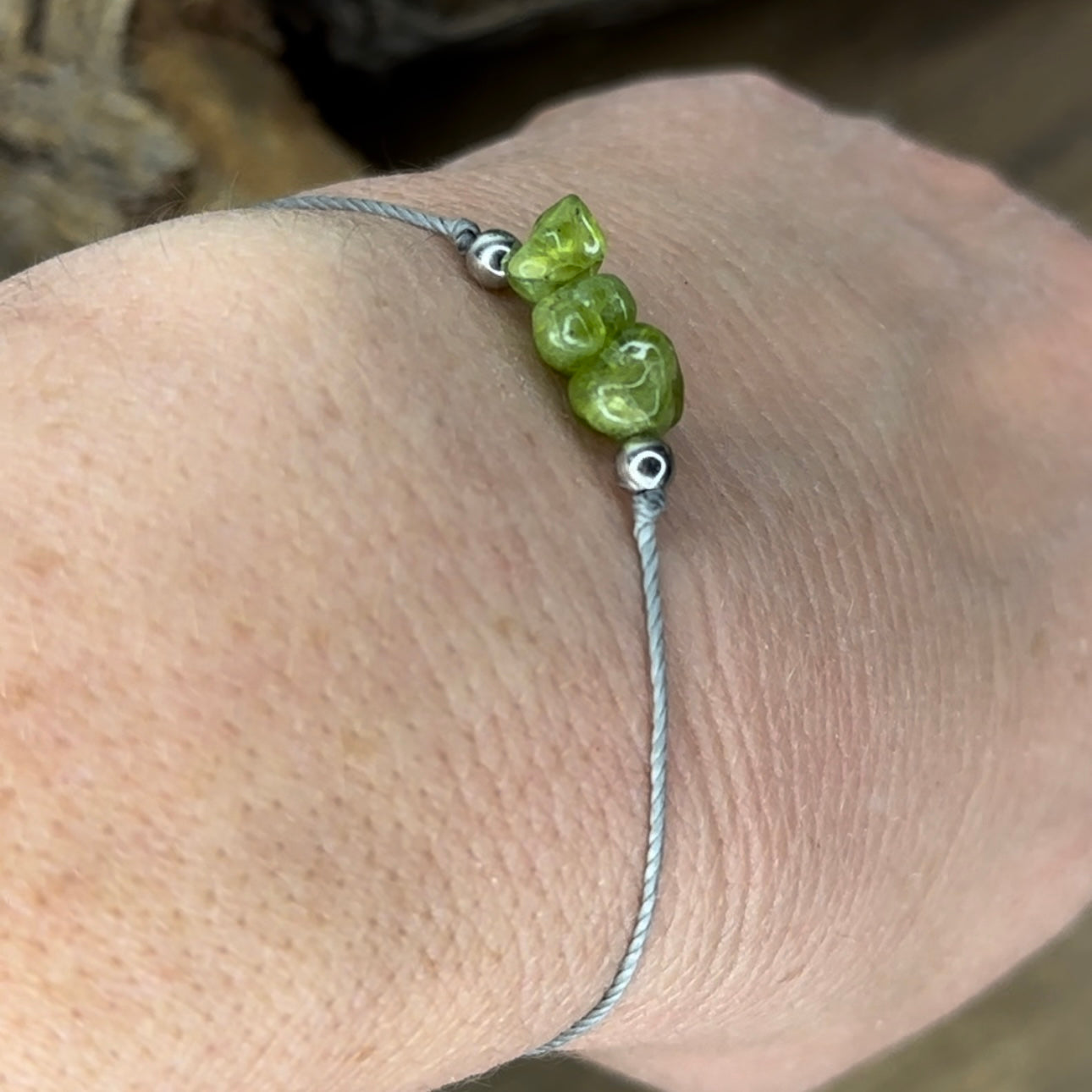 Peridot Slider Bracelet natural rough polished gemstone yellow green Crystals August birthstone one size fits all