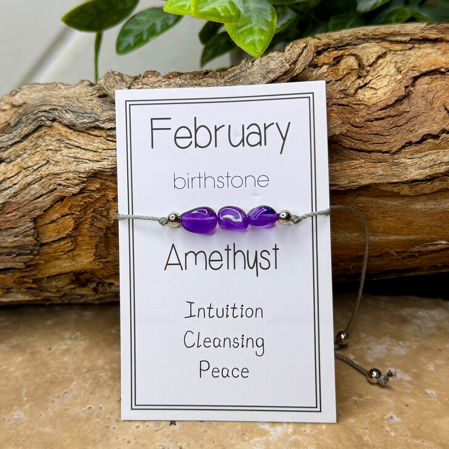 Amethyst Slider Bracelet natural rough polished gemstone Crystals February birthstone one size fits all