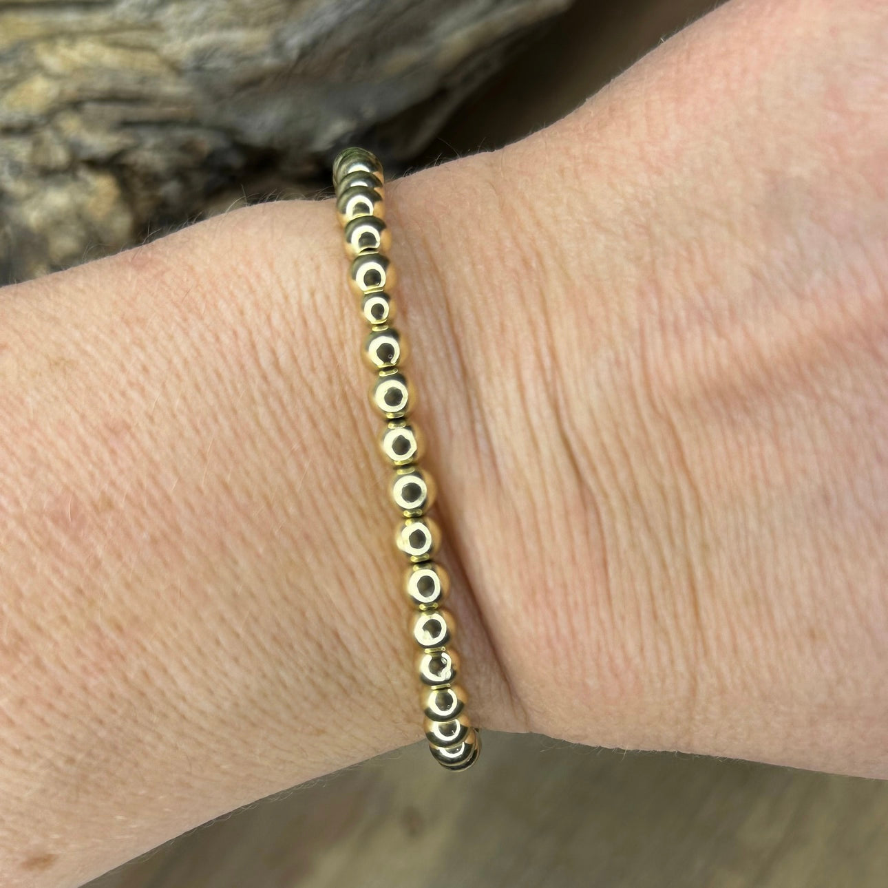 14K Yellow Gold Filled FOREVER Bead Bracelet 5mm NOT cheap gold plated