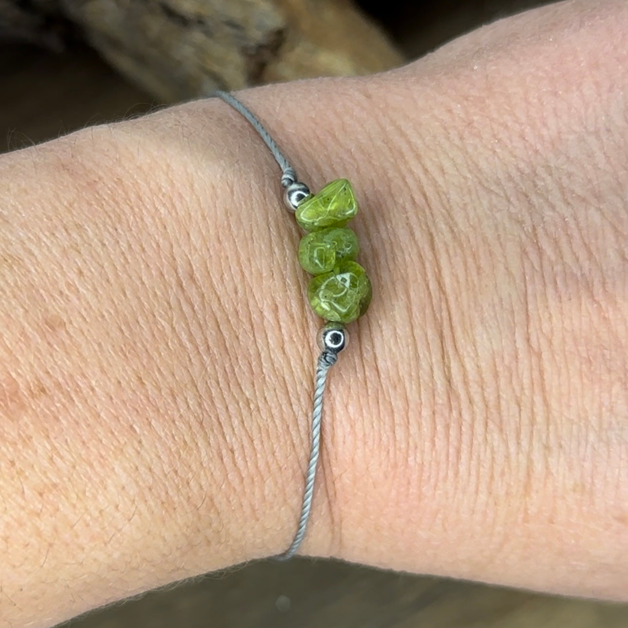 Peridot Slider Bracelet natural rough polished gemstone yellow green Crystals August birthstone one size fits all