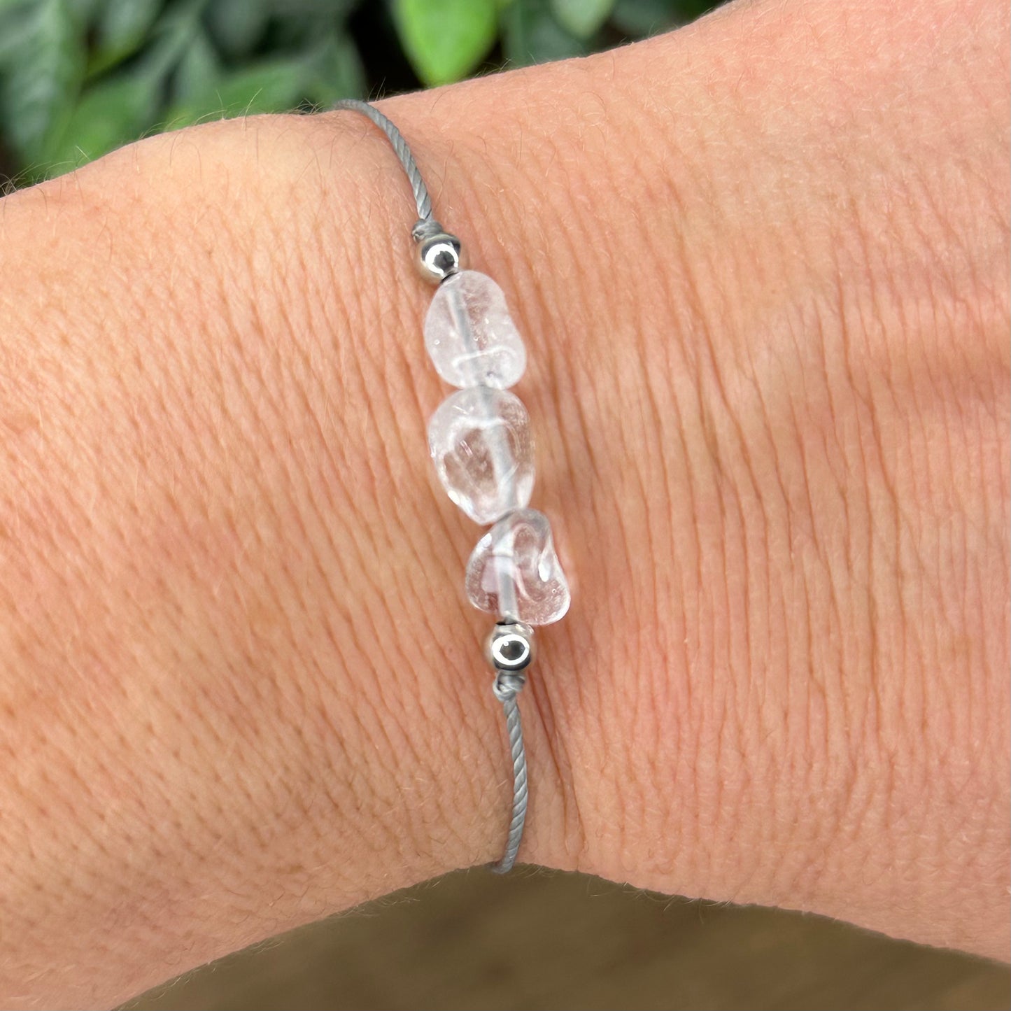 Quartz Slider Bracelet natural rough polished gemstone Crystals April birthstone one size fits all